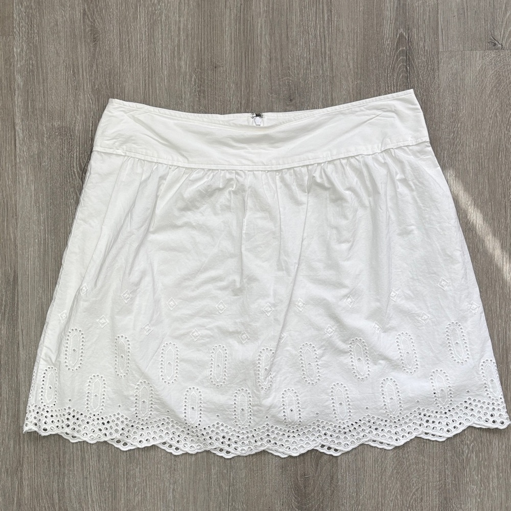 LOFT White Eyelet A-Line Skirt  cottage core size 14